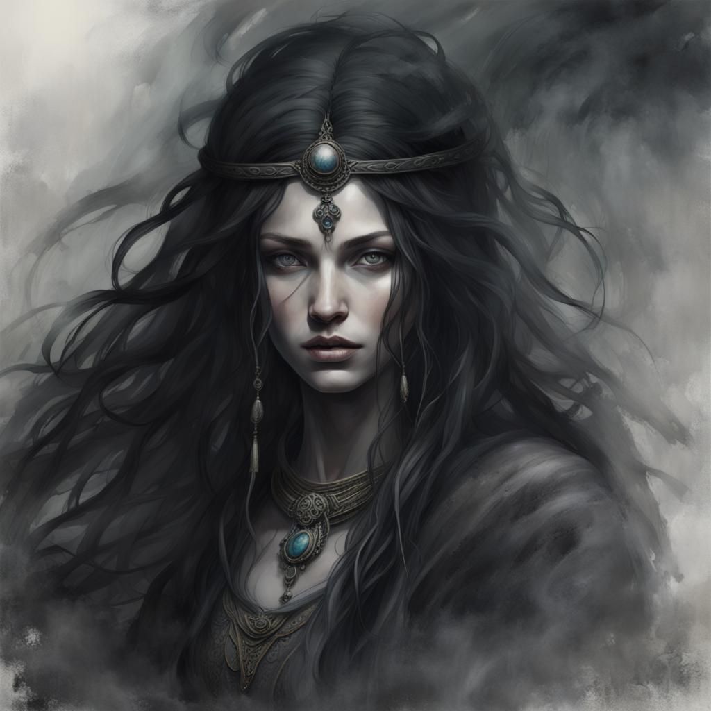 Enigmatic Vistani Woman in Misty Encampment