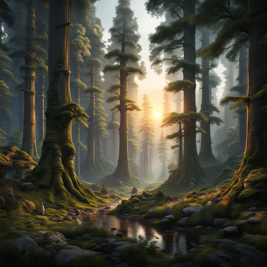 Forests of Endor Sunrise: Detailed Matte Painting