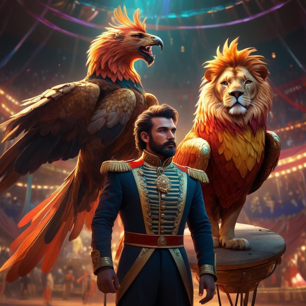 Lion Tamer and Phoenix in Mystical Circus