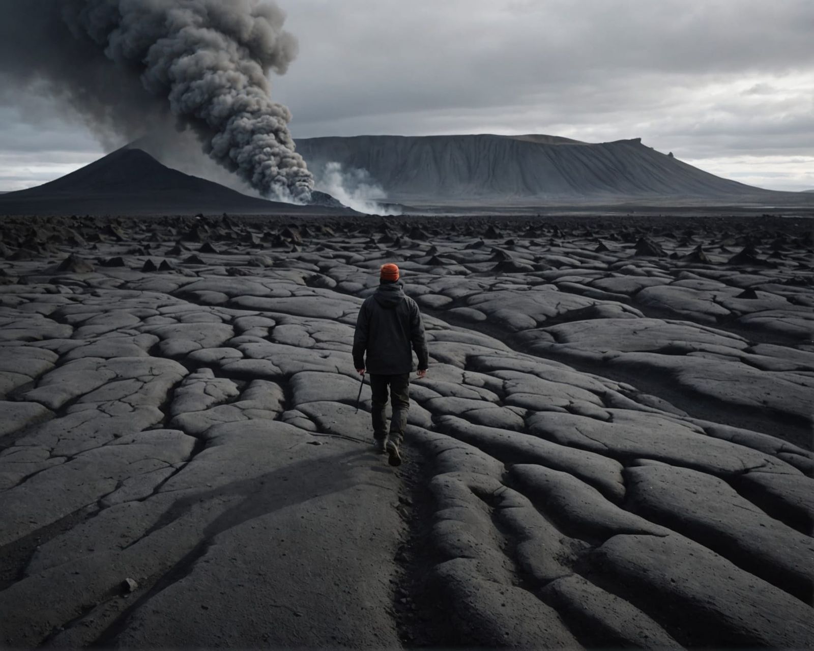 Icelandic Volcanic Landscape with Distant Figure