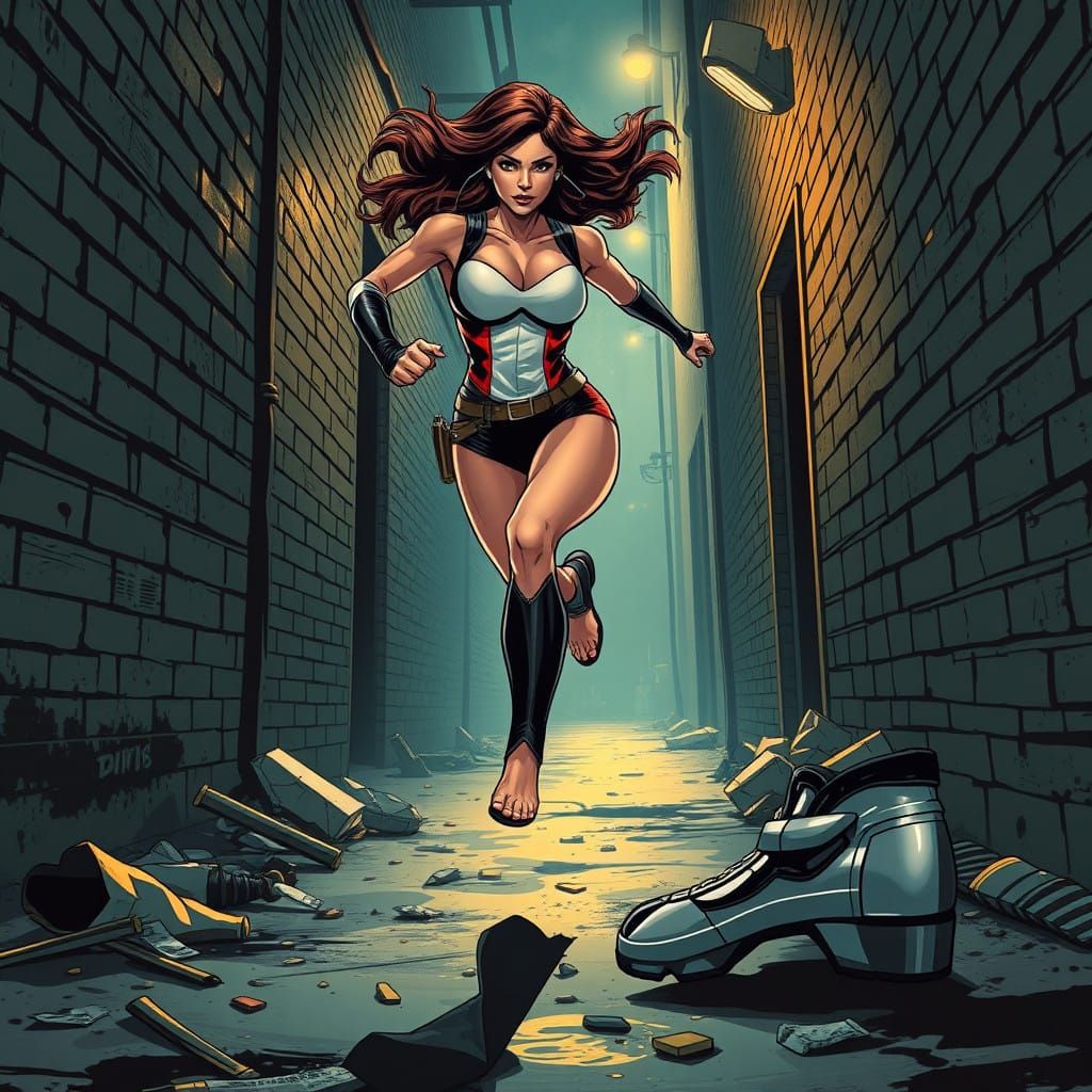 Sleek Female Superhero in High-Tech Stealth Mode