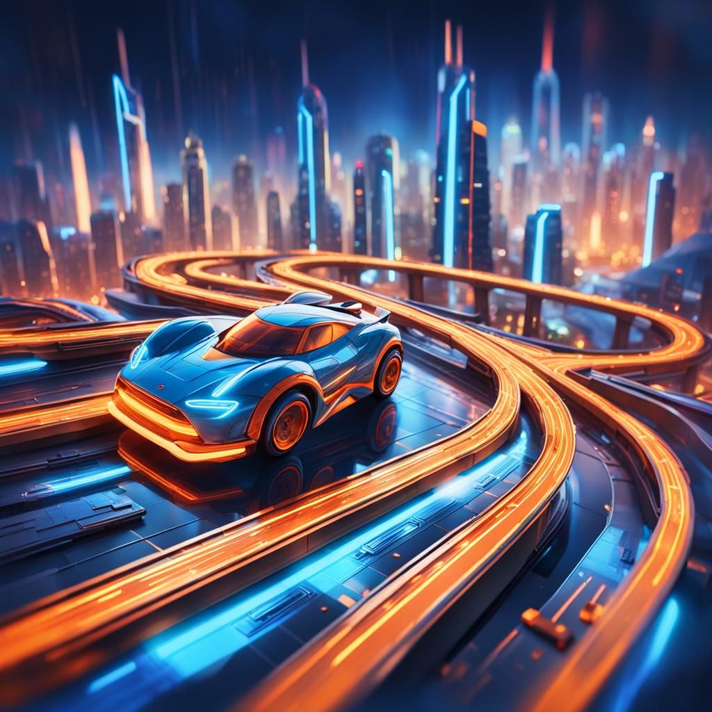 Futuristic Toy Cars Racing: Sci-Fi Concept Art
