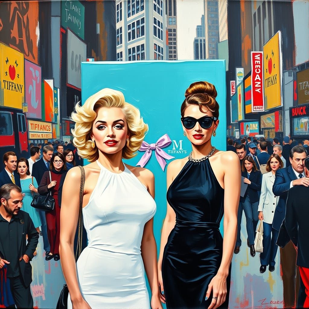 Classic Hollywood Icons in Vibrant Neo-Expressionist Style
