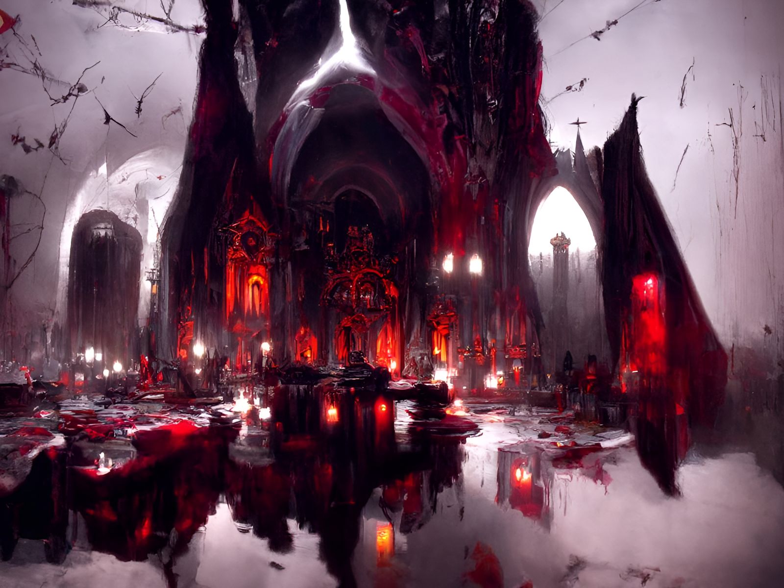 Evil Cathedral at Night: Dark Fantasy Digital Art