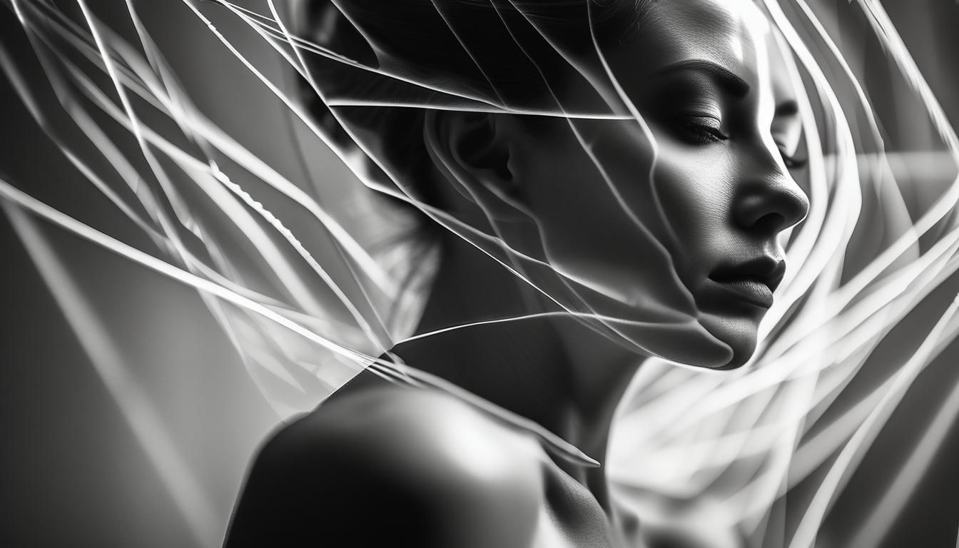 Avant-Garde Double Exposure Portrait in Line Art