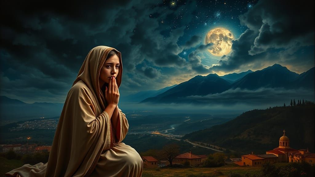 Young Woman Finds Comfort in Christ's Presence Under Stormy ...