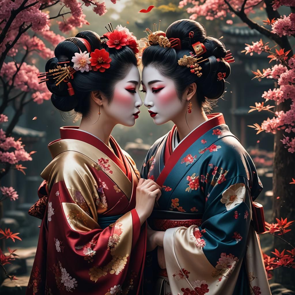 Geishas in Love: Detailed Matte Painting