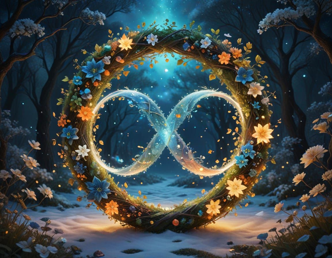 Infinity Symbol with Four Seasons Scenes