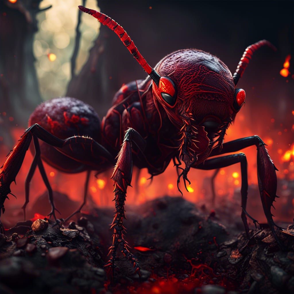 Killer Giant Ant Ablaze: Detailed Fantasy Art