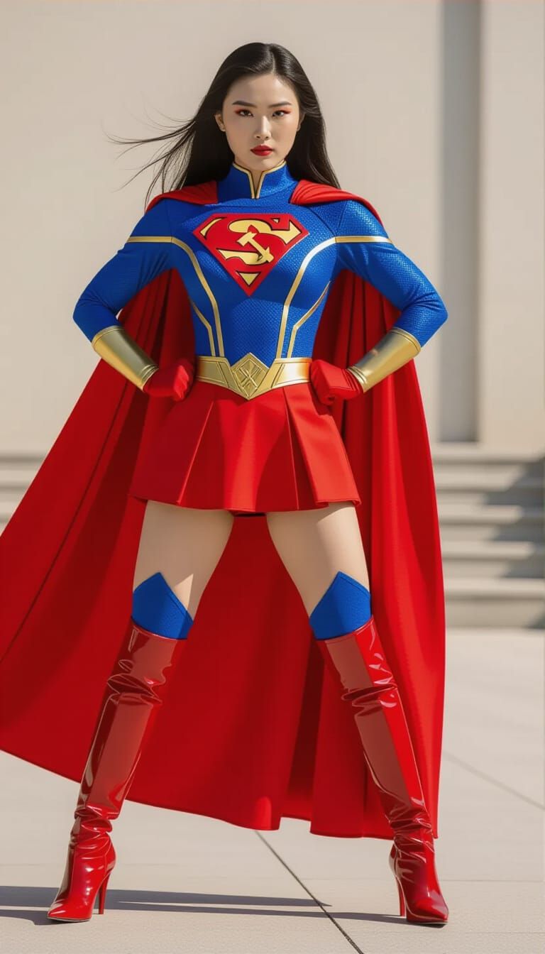 Chinese Communist Superheroine in Dynamic Cinematic Style