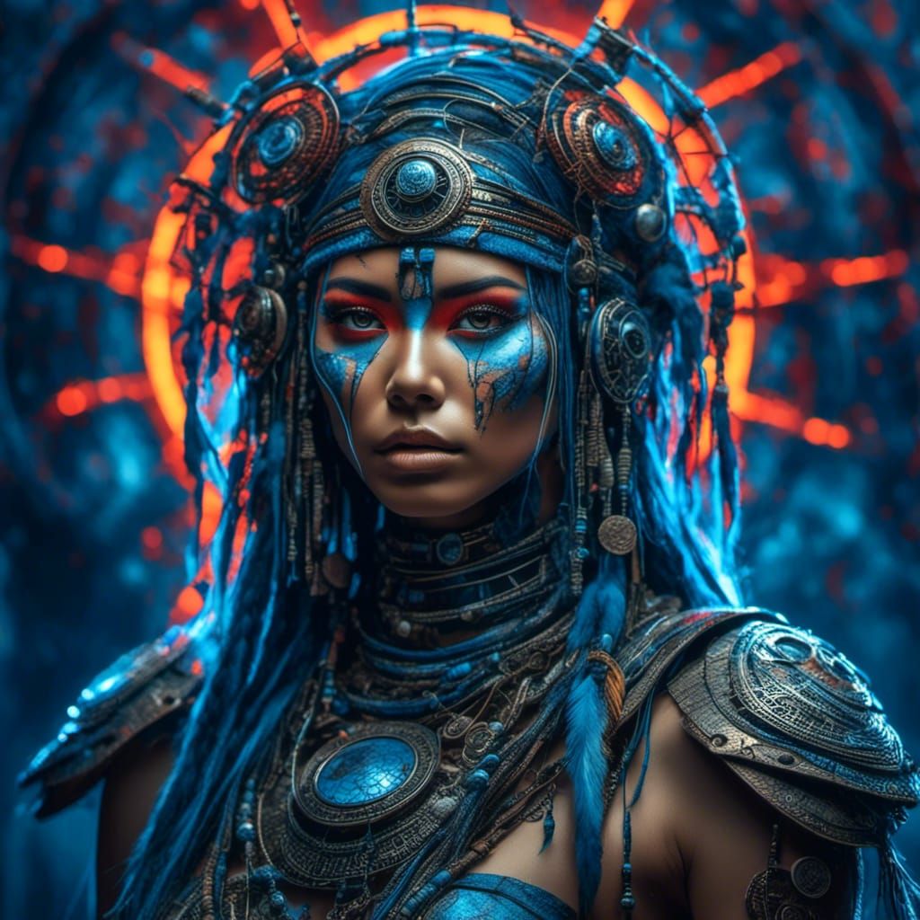 Futuristic Cyborg Native American with Dreamcatcher