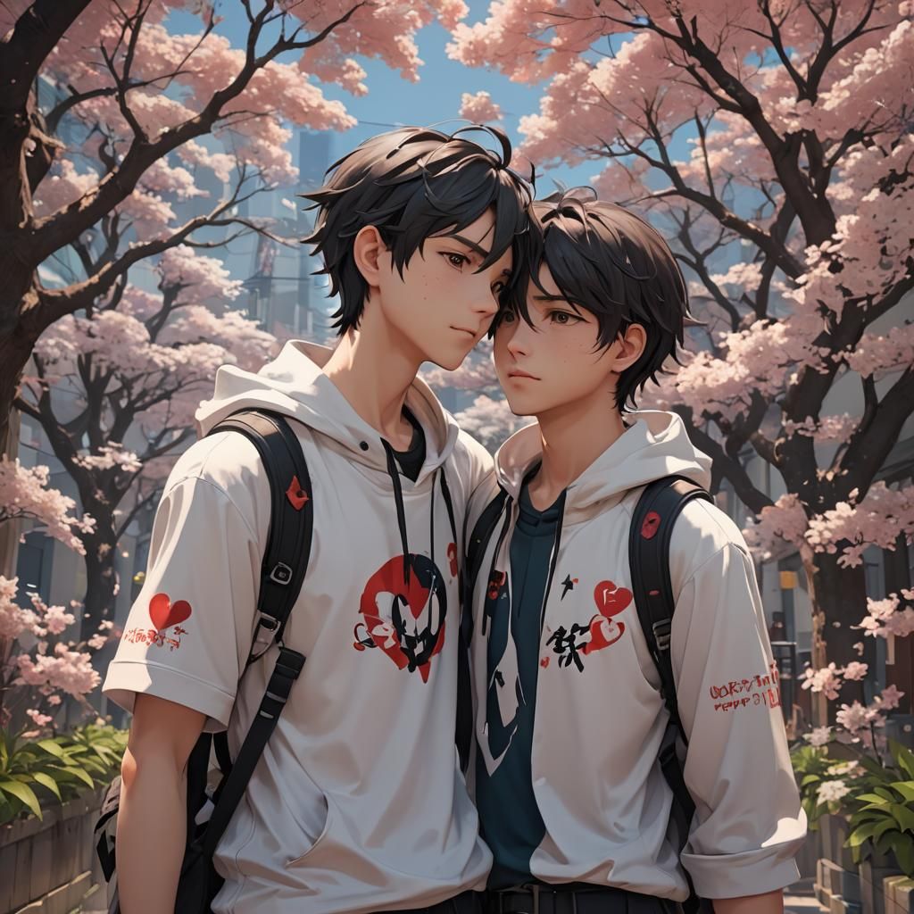 Two Boys in Love: Detailed 3D Anime Art