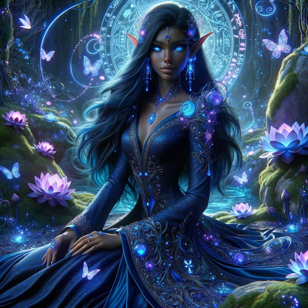 Enchanted Elf Queen in a Dreamlike 3D Fantasy Scene