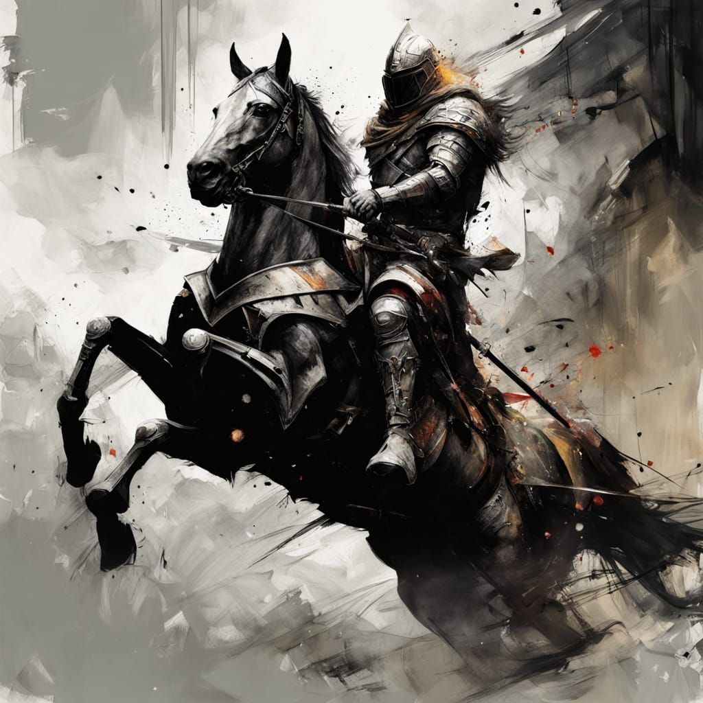 Fantasy Knight on Steed as Impasto Matte Painting