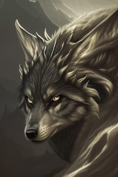 Dark Fantasy Wolf Girl in Silver Armor