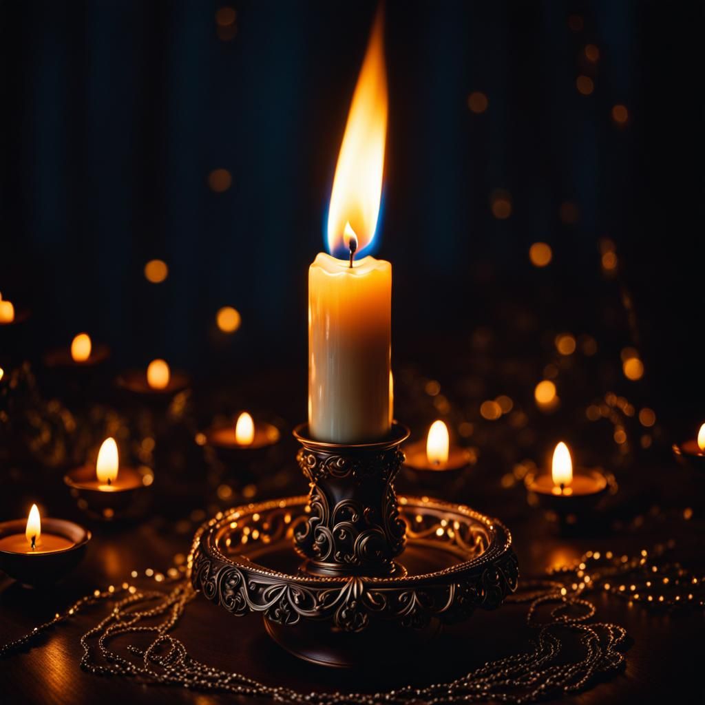 Majestic Candle Flame in Dark Fantasy Style