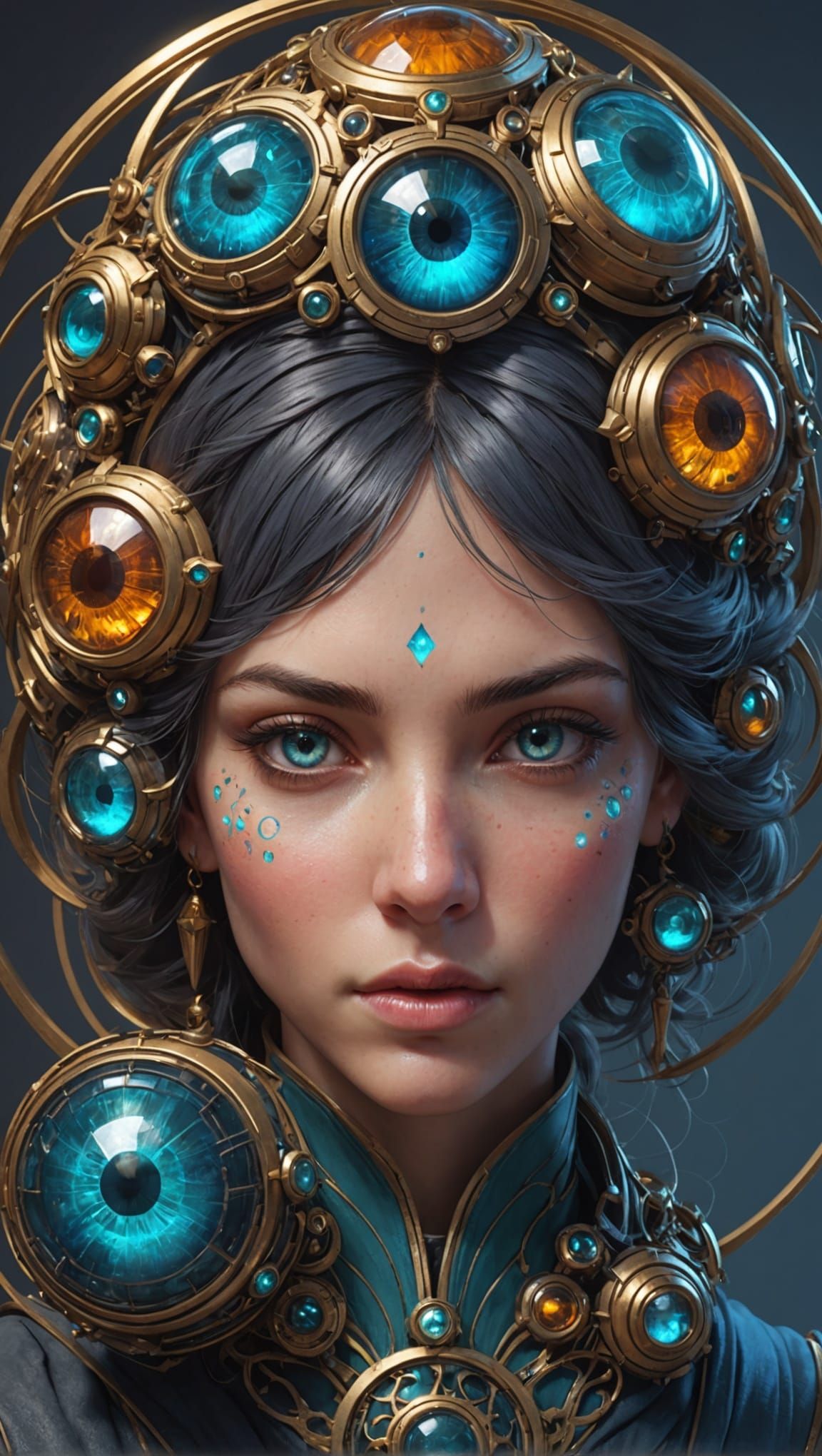 Surreal Sphere of Eyes: Digital Art Portrait