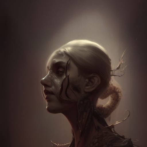 Gothic Horror Werewolf Portrait in Grimdark Style