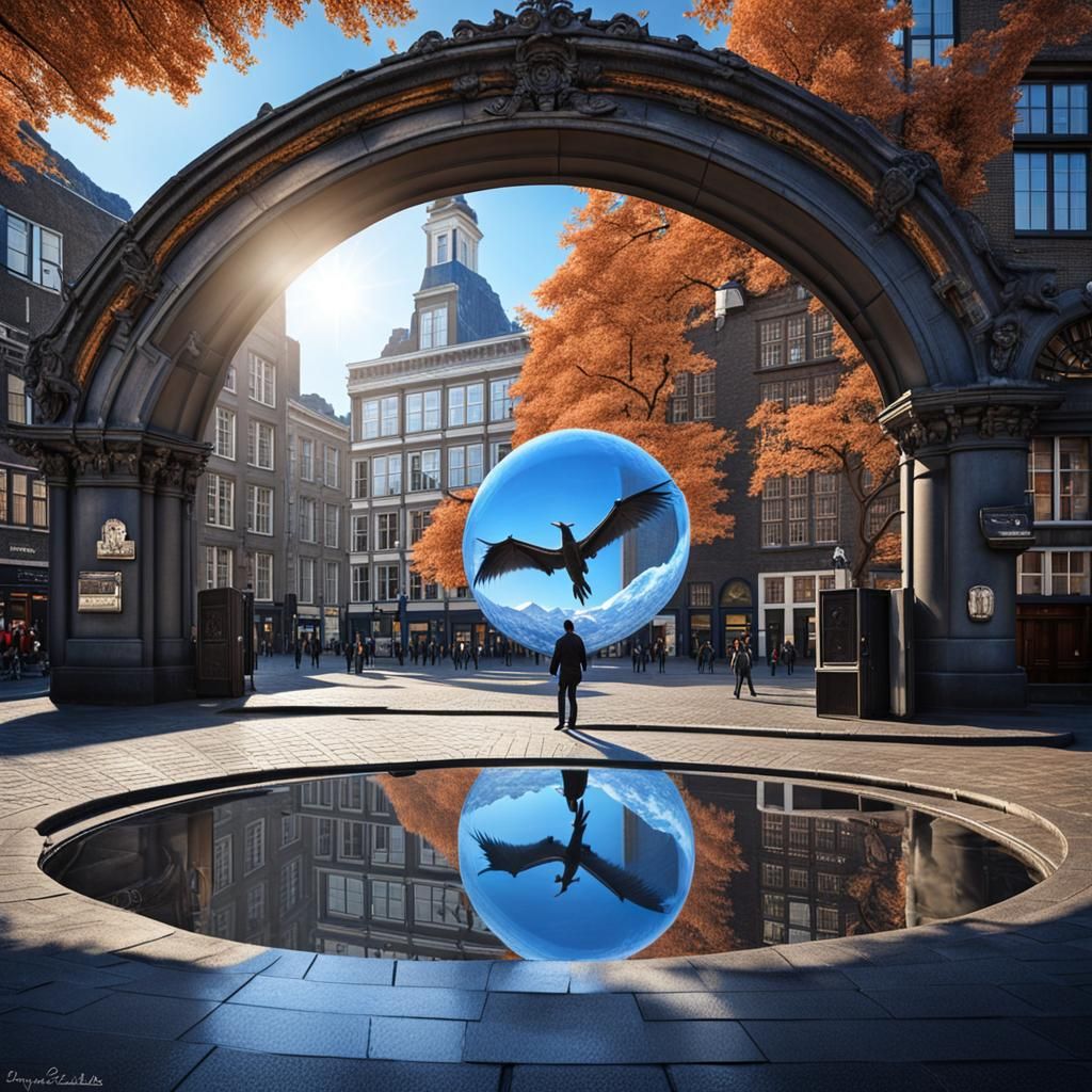 Pterodactyl Emerges from Portal in Amsterdam