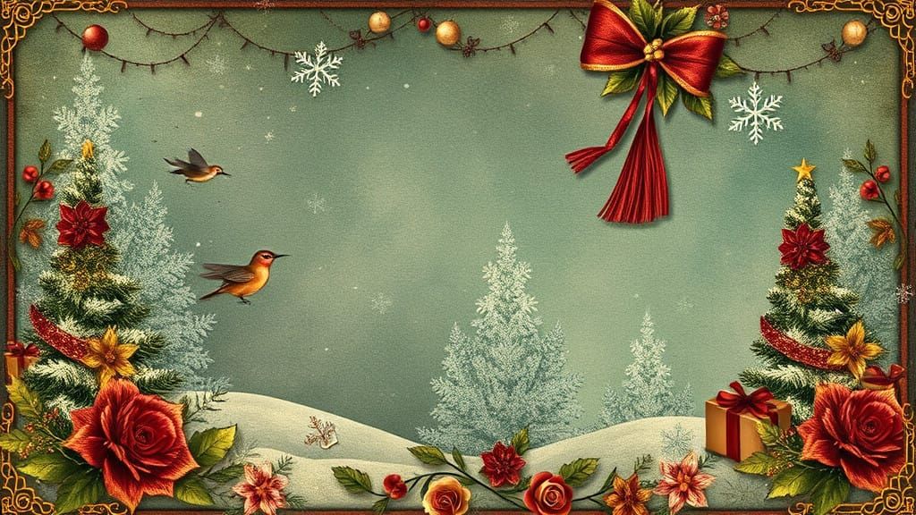 Whimsical Christmas Floral Fantasy in Vintage Style