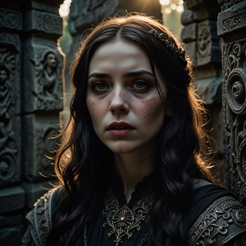 Ethereal Camilla in Gothic Stone Carvings