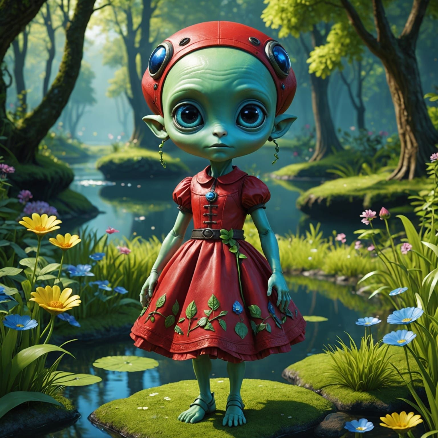 👾🌟 Meet our cute alien character with shiny yellow skin, b...