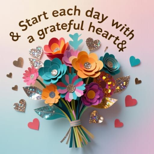 Grateful Heart Floral Art with Metallic Accents