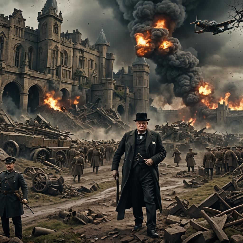 Winston Churchill Matte Painting in Deep Color