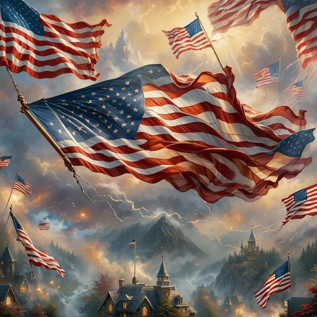 A pic of the American flag flapping in the wind