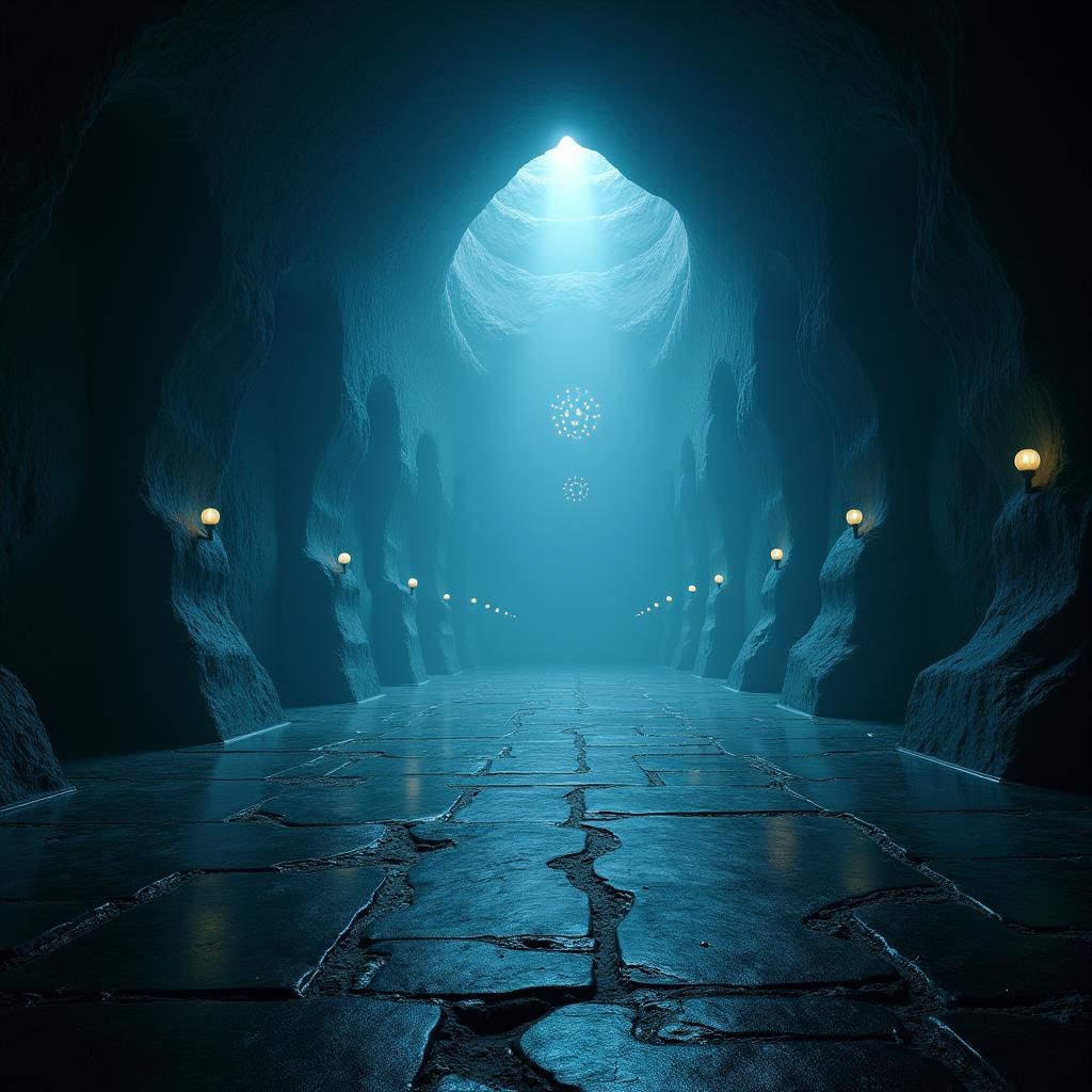 Underground Alien Base with Bioluminescent Walls