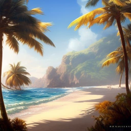 Secret Beach Paradise: Hyperdetailed Concept Art