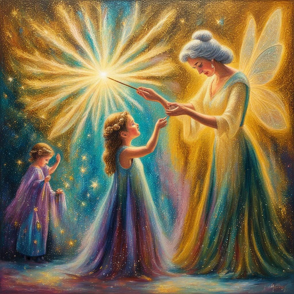 Dazzling Fairy Godmother in Neo-Impressionist Style