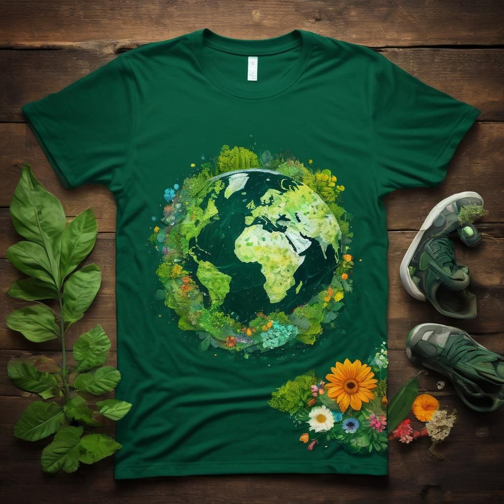 Disruptive T-Shirt Print: Earth Exploding in Greenery