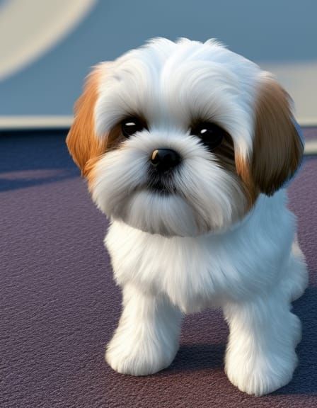 Cute Shih Tzu Dog in Hyperrealist Digital Art