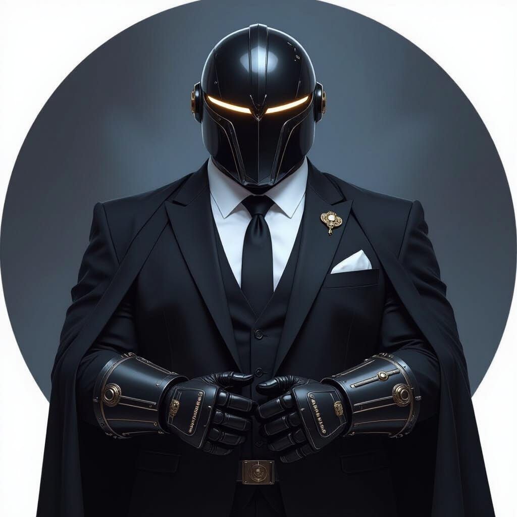 Tokusatsu Knight Warrior in Formal Suit, Digital Art