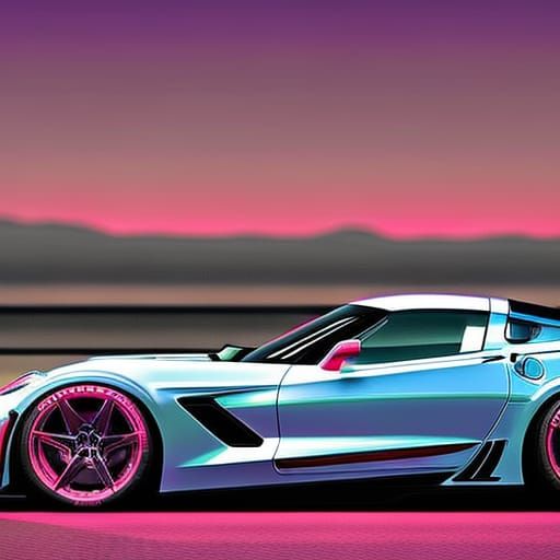 C7 Corvette in Synthwave Neon Style