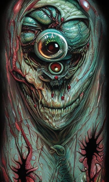 Reptilian Eyeball Monster: Dark Horror Concept Art