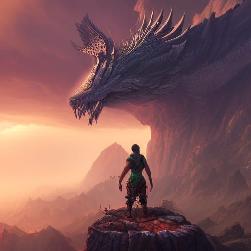 Fantastical Adventurer: Detailed Matte Painting in 8K