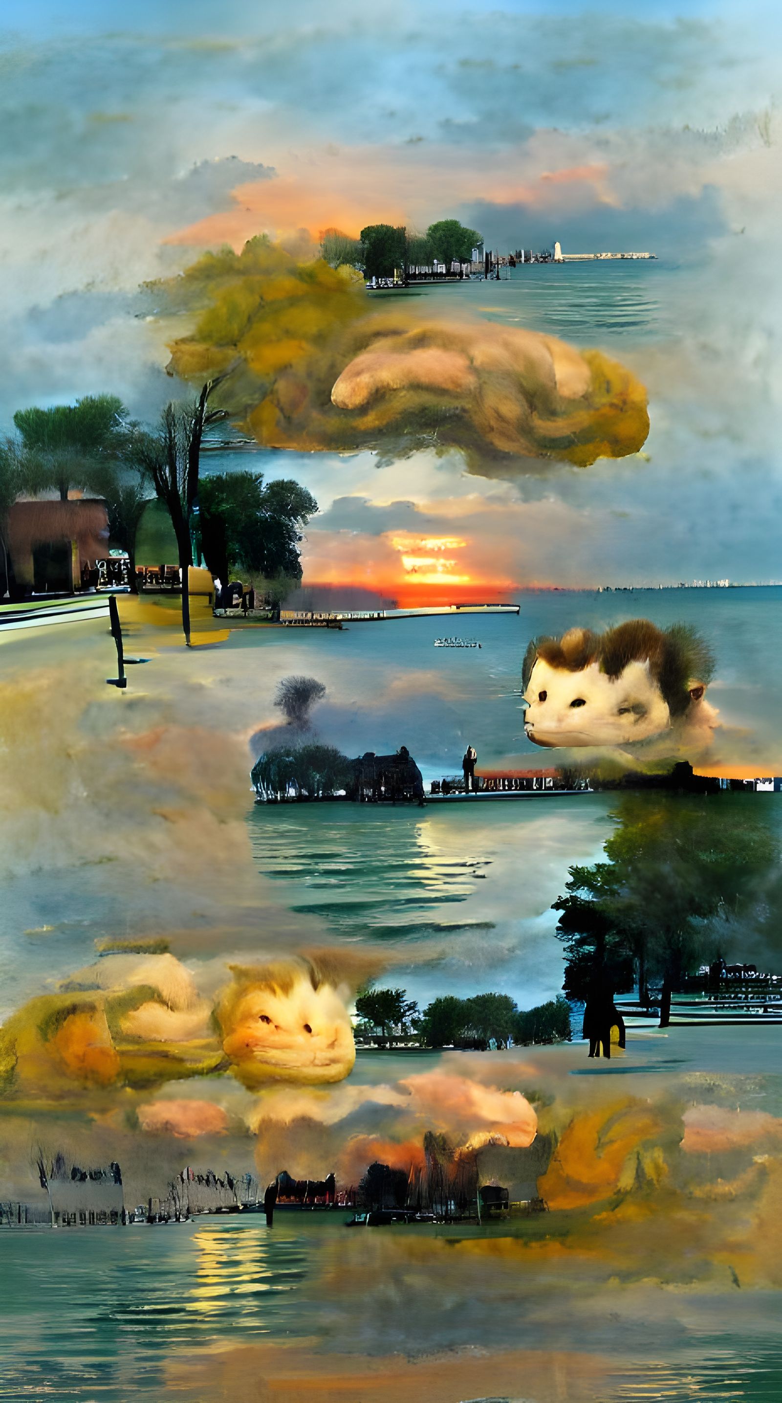 Grosse Pointe Sunset, 1879, with Faces in Clouds