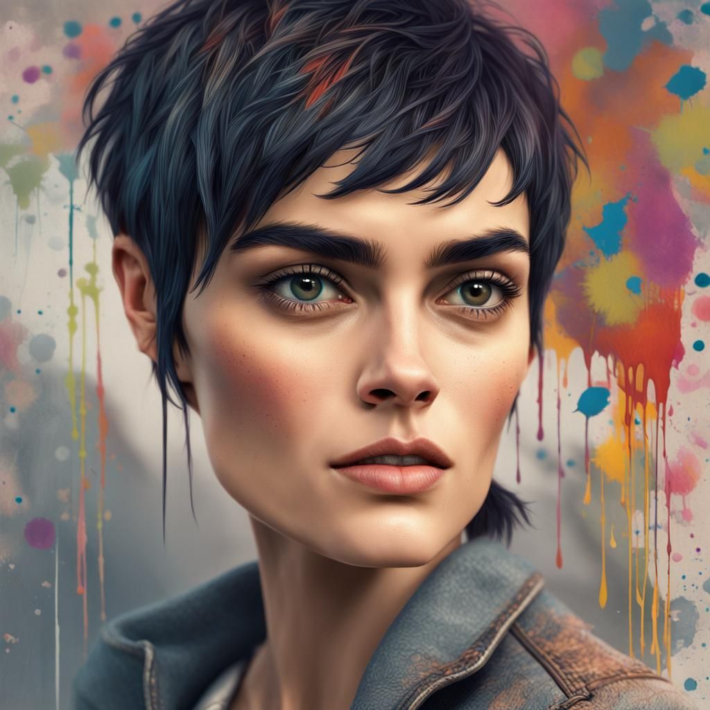 Youthful Portrait in Photo-Realism with Pixie Cut