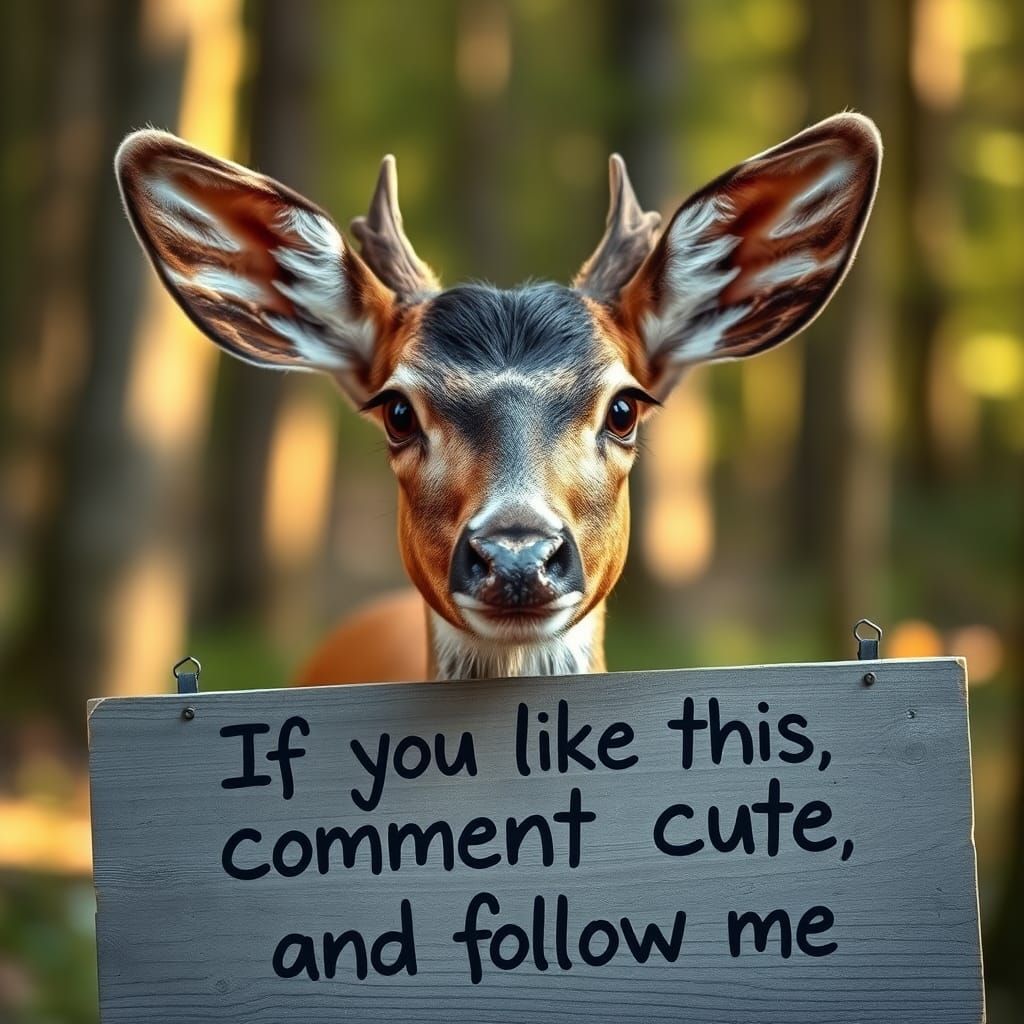 Majestic Deer Beckons from Forest Sign