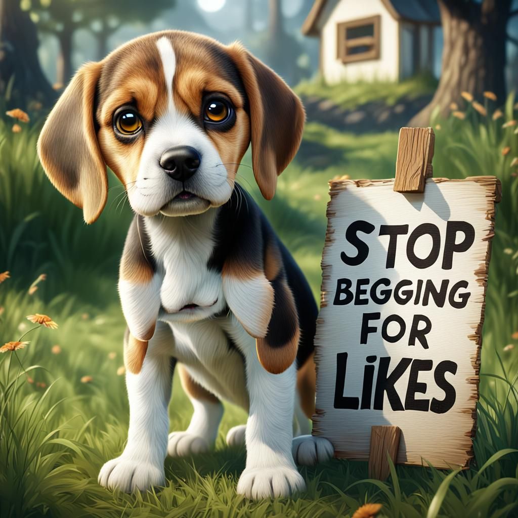 Adorable Beagle Puppy's Anti-Begging Plea