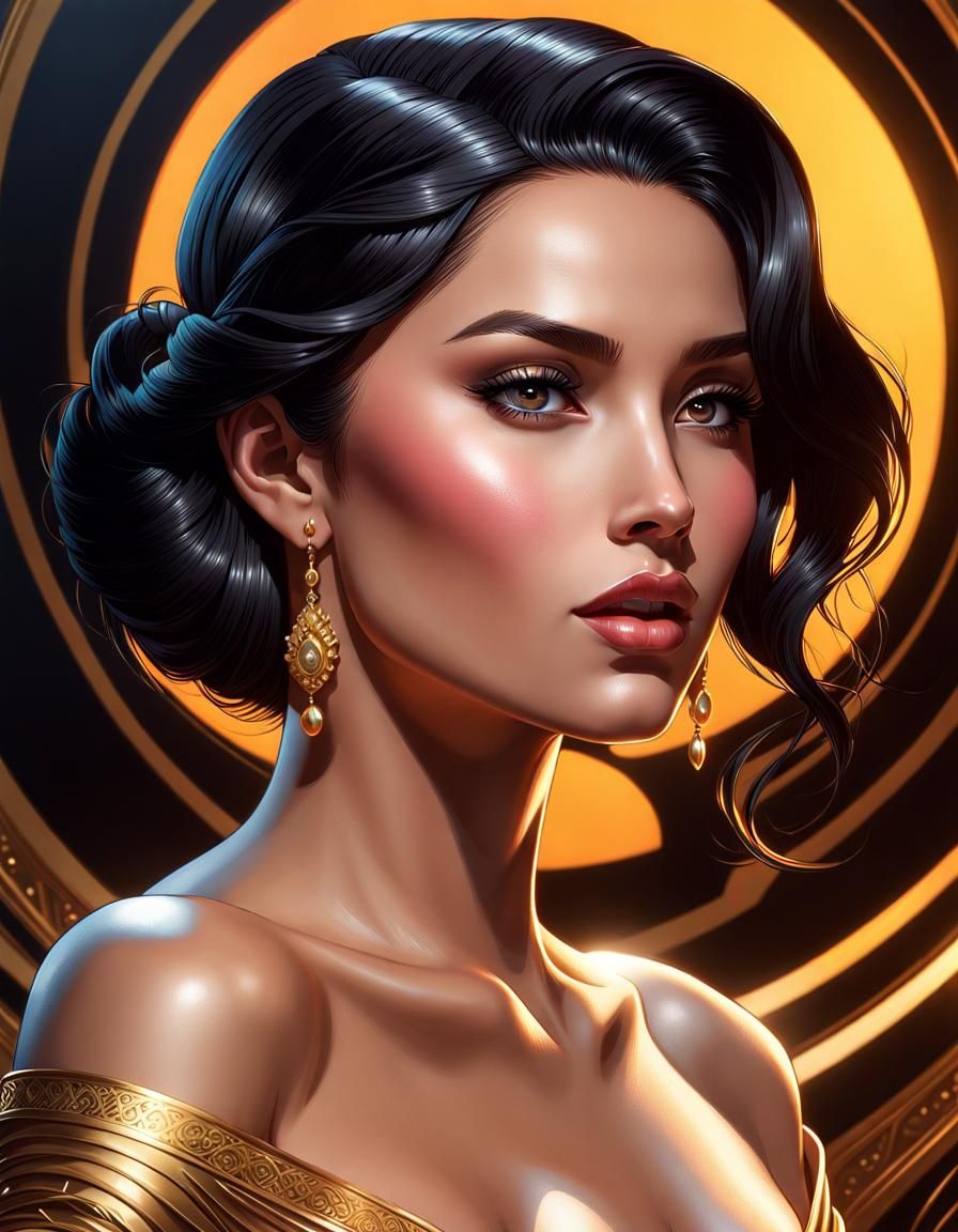 Enticing Eurasian Woman Portrait in Hyperdetailed Style