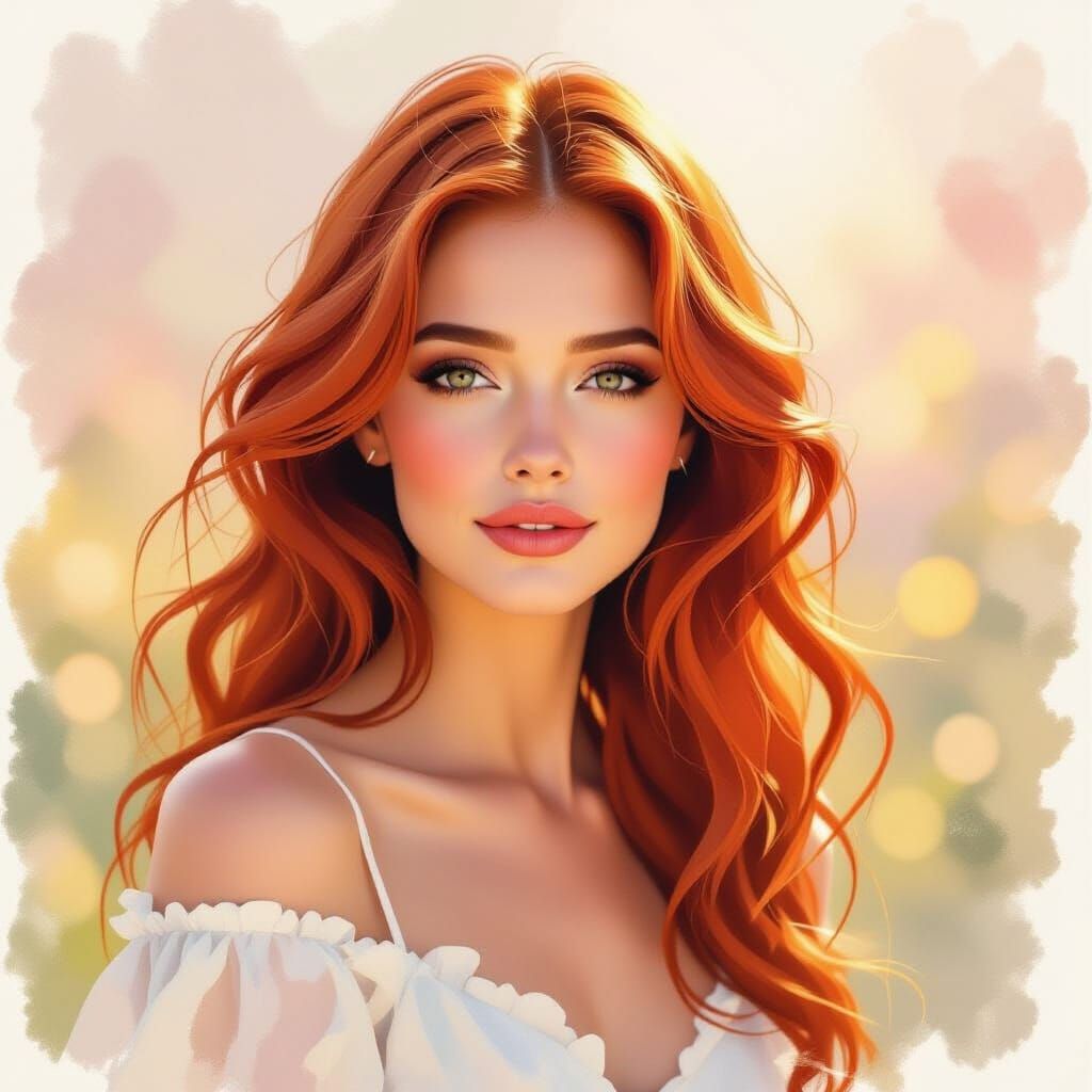 Impressionist Portrait of a Red-Haired Woman