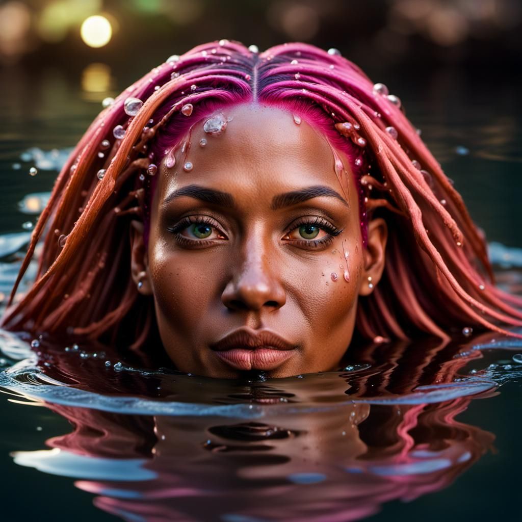 Pink-Haired Elf Portrait with Neon Lighting