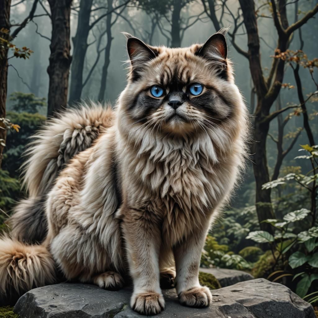 Hyperrealistic Hybrid Cat-Wolf Creature in HDR