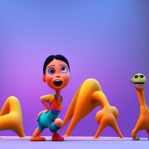Twerk Scene in Pixar-Inspired 3D Digital Art