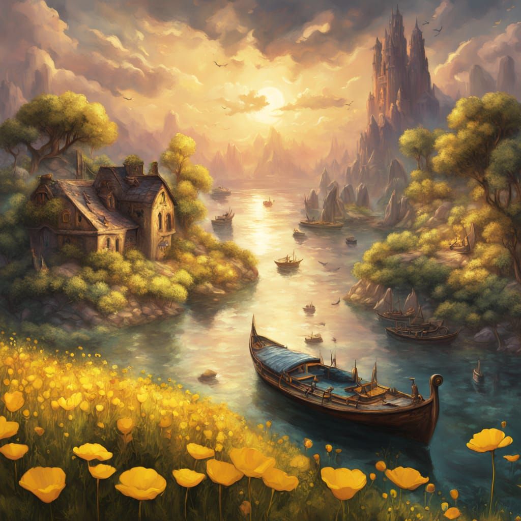 Idyllic Island Paradise in Golden Hour