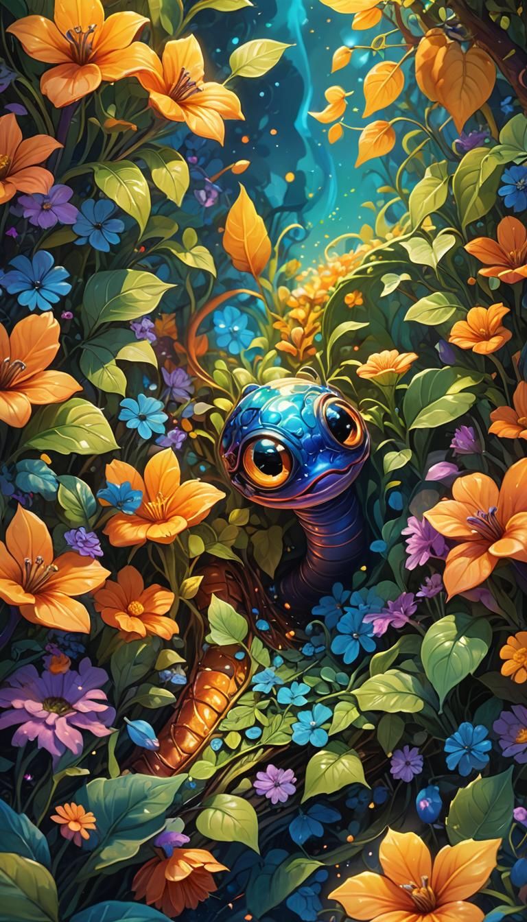 Whimsical Worm's-Eye View of Fantasy World