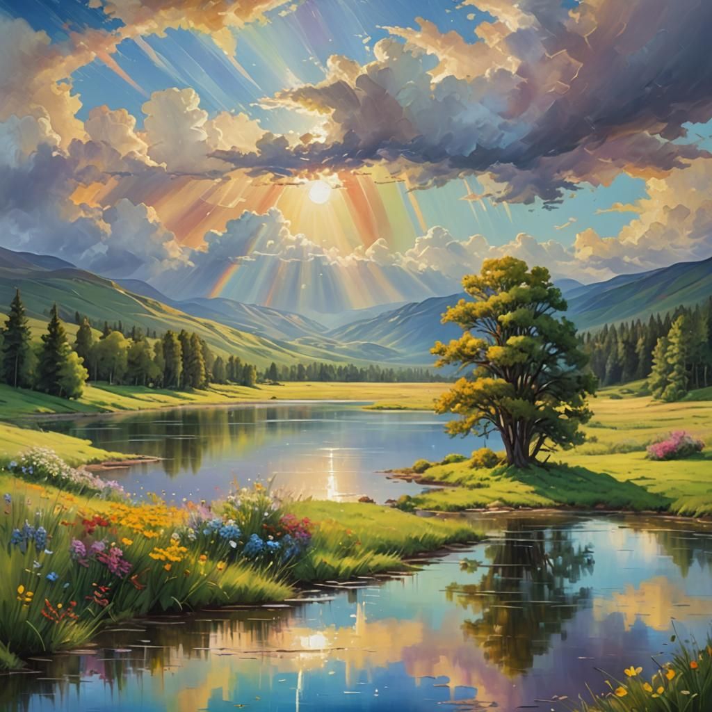 Rainbow Valley Landscape in Impressionistic Oil Painting